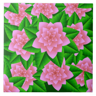 Azulejo De Cerámica Camelias rosas de hielo y hojas verdes