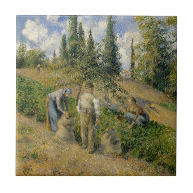 Azulejo De Cerámica Camille Pissarro el | la cosecha, Pontoise (Frente)