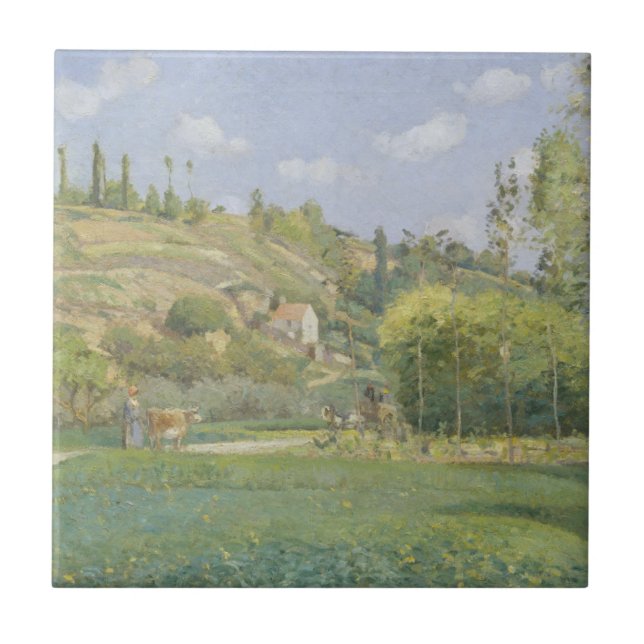 Azulejo De Cerámica Camille Pissarro el | un Cowherd en Valhermeil, (Frente)