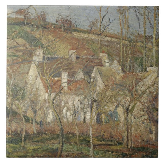 Azulejo De Cerámica Camille Pissarro - tejados rojos, esquina de un (Frente)