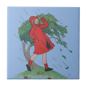 Azulejo De Cerámica caminar bajo la lluvia