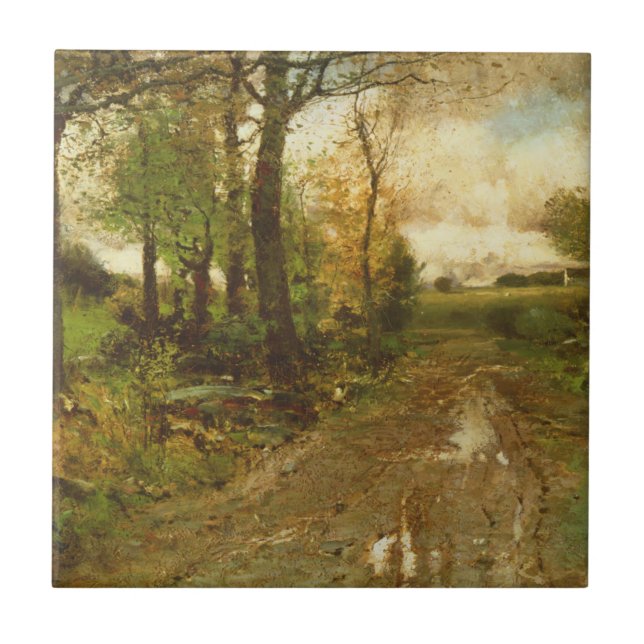 Azulejo De Cerámica Camino a través de las maderas (Frente)