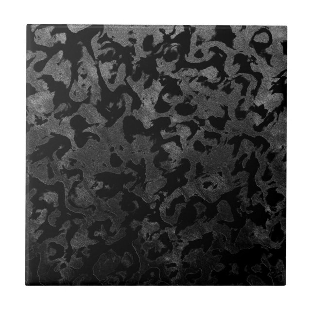 Azulejo De Cerámica Camo moderno - Negro y gris oscuro - camuflaje (Frente)