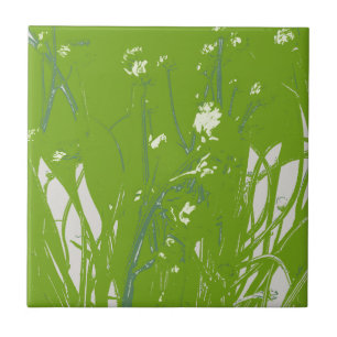 Azulejo De Cerámica campo de camomila verde