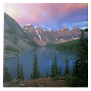 Azulejo De Cerámica Canadá, Alberta, Lago Moraine al amanecer, Banff