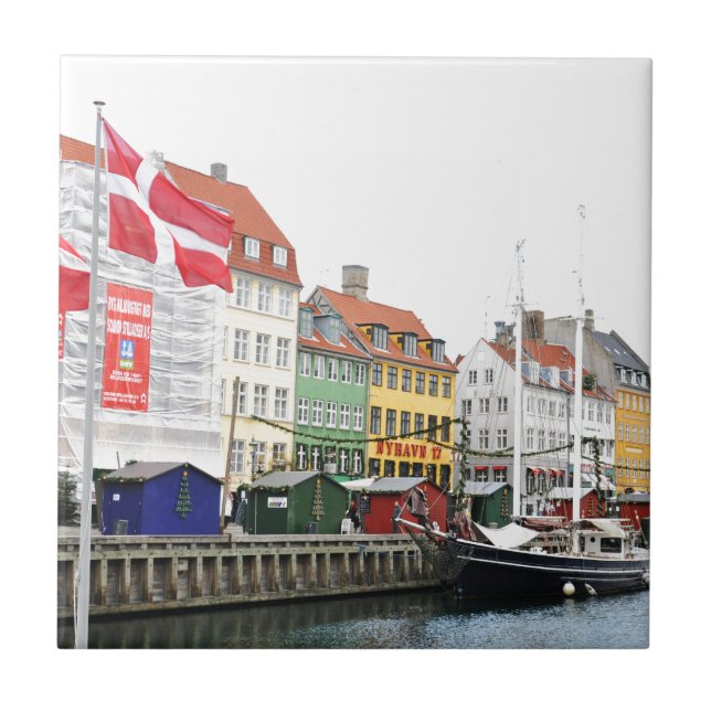Azulejo De Cerámica Canal de Nyhavn en Copenhague, Danmark (Frente)