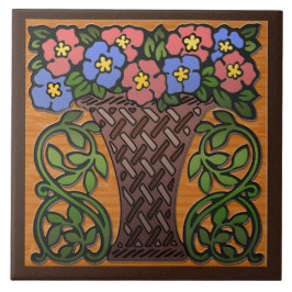 Azulejo De Cerámica Canasta de artesanías de Petunias