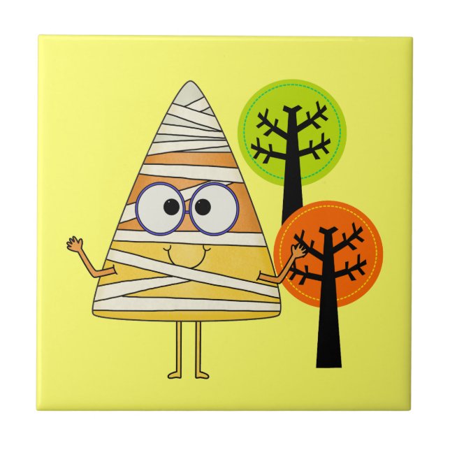 Azulejo De Cerámica Candy Corn Mummy Halloween (Frente)
