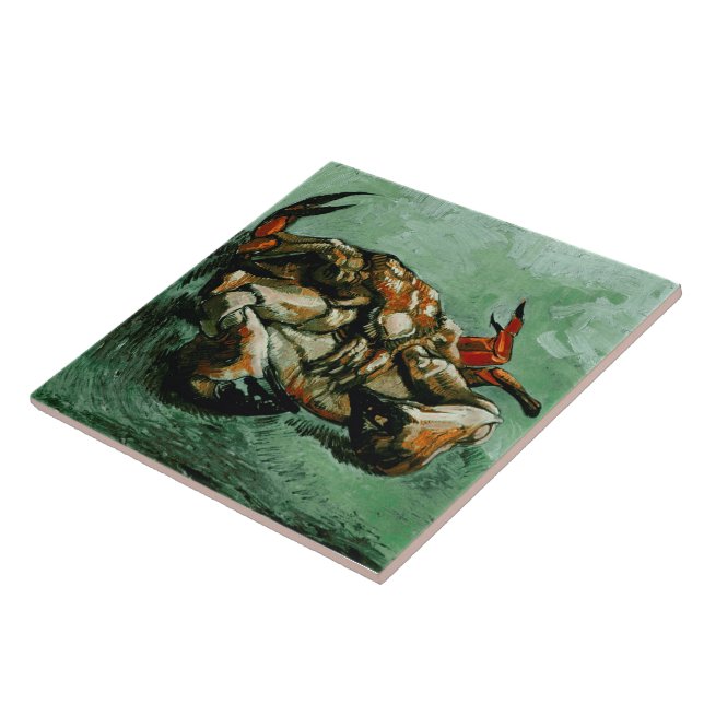 Azulejo De Cerámica Cangrejo en la espalda (F605)Van Gogh Bella Artes (Lado)