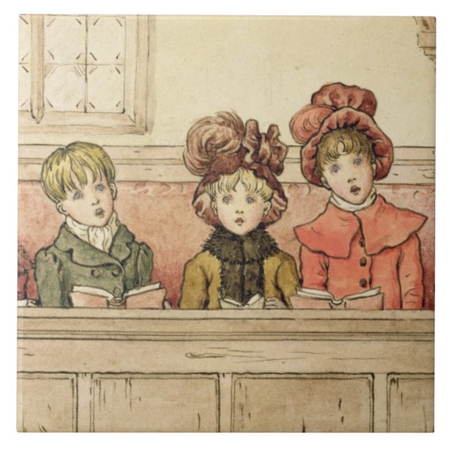 Azulejo De Cerámica Canto en iglesia (w/c en el papel) (Frente)