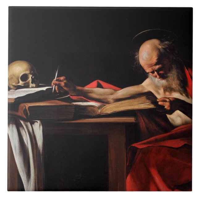Azulejo De Cerámica Caravaggio - Escritura de Saint Jerome (Frente)