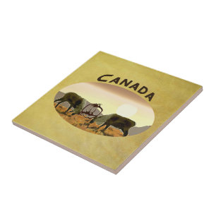 Azulejo De Cerámica Caribou Duel - Canadá