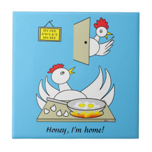Azulejo De Cerámica Cariño, soy gallina de casa