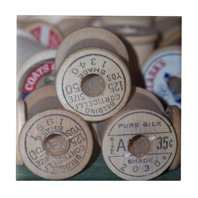 Azulejo De Cerámica Carretes de madera (Frente)