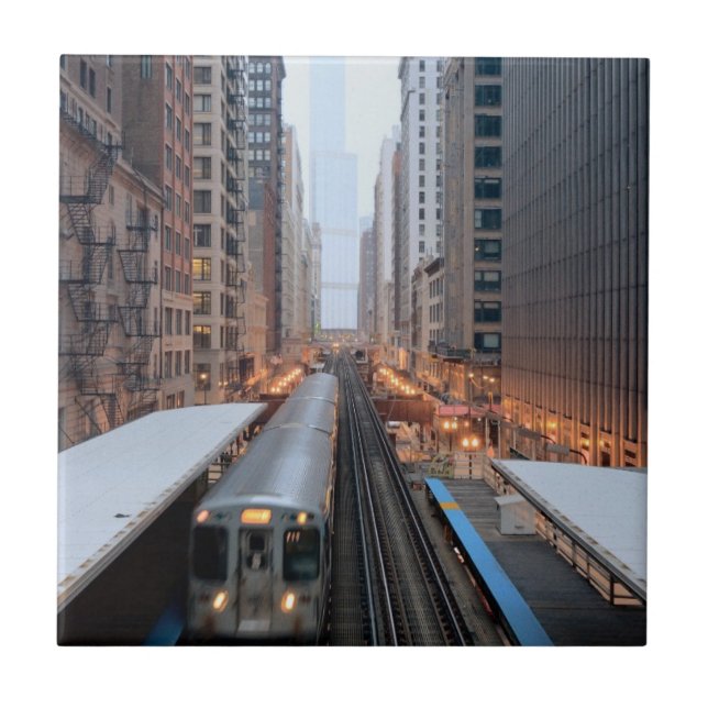 Azulejo De Cerámica Carril elevado en Chicago céntrica sobre Wabash (Frente)