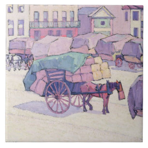 Azulejo De Cerámica Carros del heno, mercado del Cumberland (aceite en