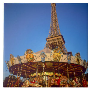 Azulejo De Cerámica Carrusel, Torre Eiffel, París, Francia