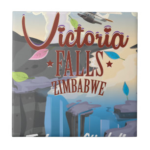 Azulejo De Cerámica Cartel de dibujos animados de Cataratas Victoria Z