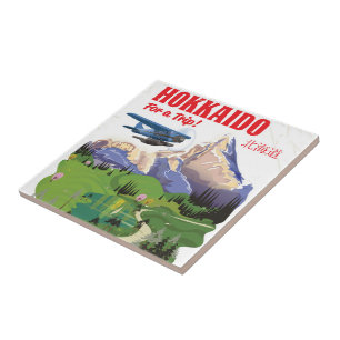 Azulejo De Cerámica Cartel de viaje de estilo vintage de Hokkaido Japó