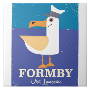 Azulejo De Cerámica Cartel de viaje de gaviota de Fomby Lancashire