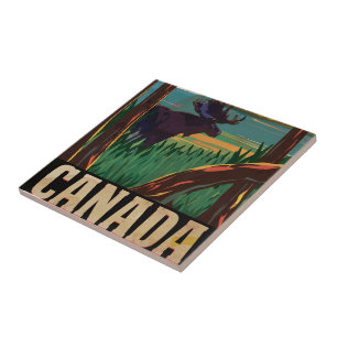 Azulejo De Cerámica Cartel de viaje vintage de Canadá