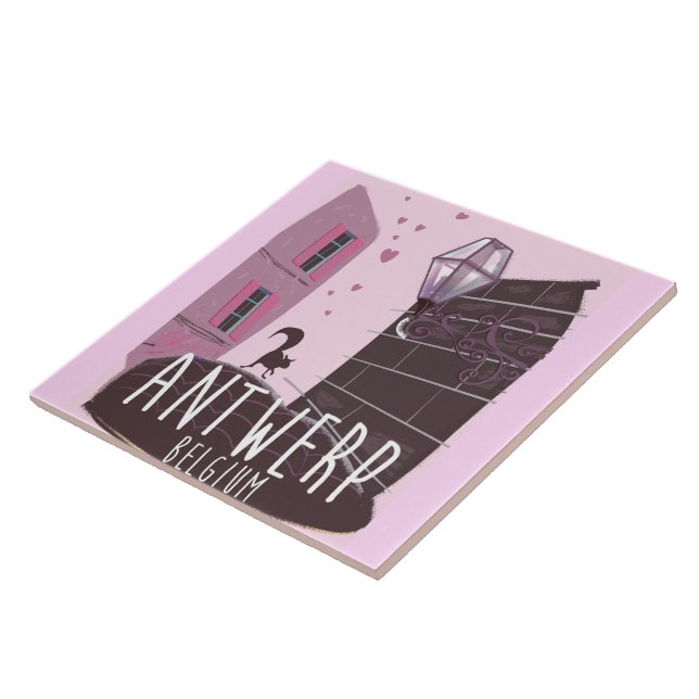 Azulejo De Cerámica Cartel de viajes de Amberes, Bélgica (Lado)