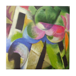 Azulejo De Cerámica Casa con Árboles de Franz Marc, Arte Antiguo