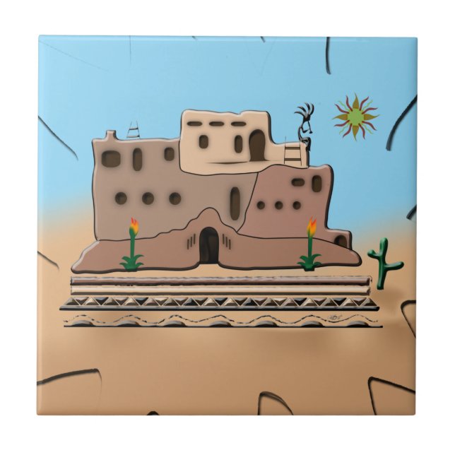 Azulejo De Cerámica Casa de arcilla (Frente)