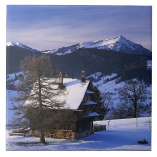 Azulejo De Cerámica Casa de granja y Monte Rigi y Pilatus,