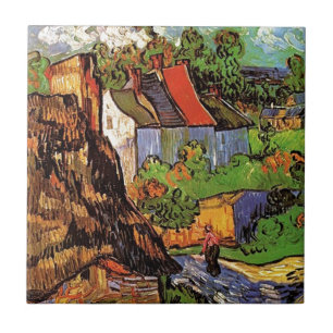 Azulejo De Cerámica Casas en Auvers, Vincent van Gogh. Aldea