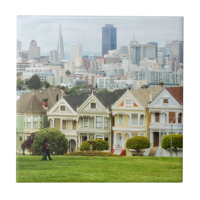 Azulejo De Cerámica Casas pintadas de las señoras, del Victorian y (Frente)