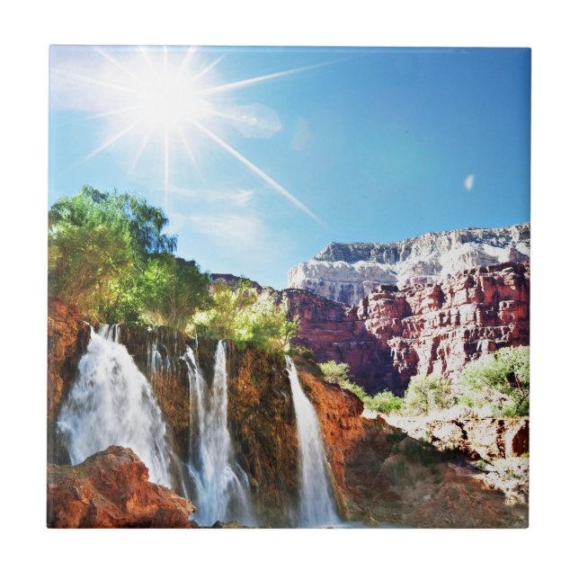 Azulejo De Cerámica Cascada de la montaña (Frente)