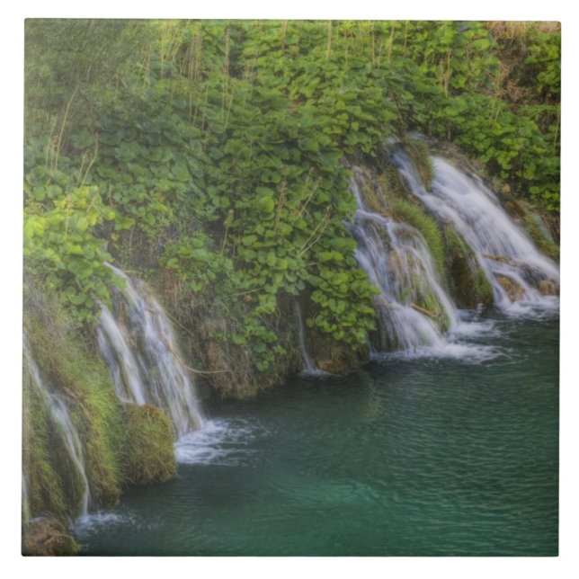 Azulejo De Cerámica Cascada, Parque Nacional de los Lagos de Plitvice  (Frente)