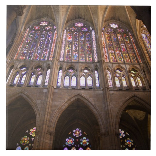 Azulejo De Cerámica Catedral de León, vidrieras interiores (Frente)