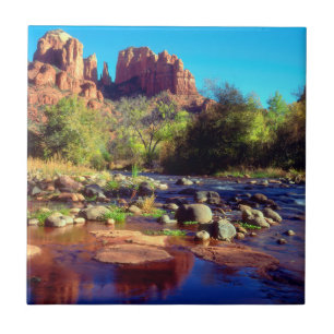 Azulejo De Cerámica Cathedral Rock reflejada en Oak Creek