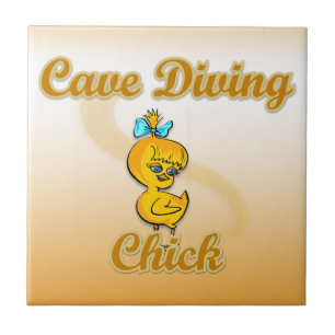 Azulejo De Cerámica Cave Diving Chick