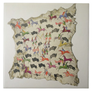 Azulejo De Cerámica Caza del búfalo (pigmento en alce-piel)