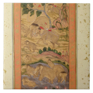 Azulejo De Cerámica Cazadores que capturan elefantes, del Clive grande