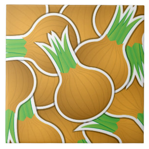 Azulejo De Cerámica Cebollas marrones funky