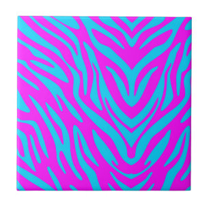 Azulejo De Cerámica Cebra abstracta rosa y azul
