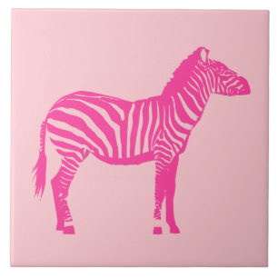 Azulejo De Cerámica Cebra: fucsia y rosa claro