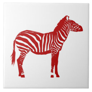 Azulejo De Cerámica Cebra - Rojo Intenso y Blanco