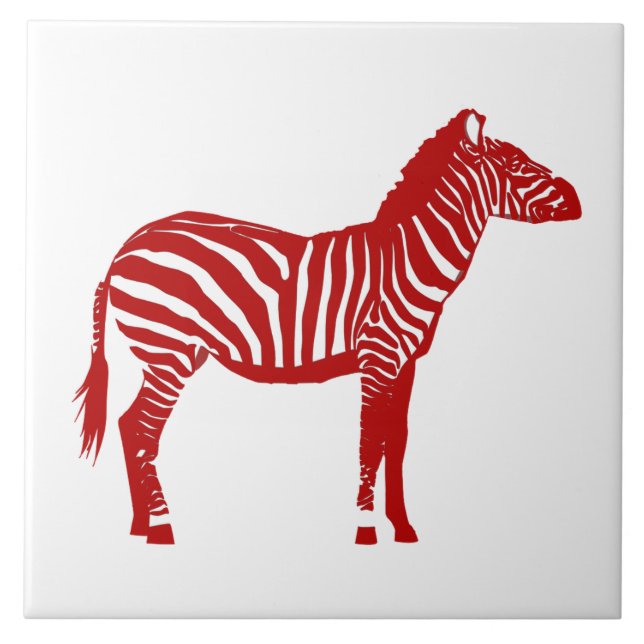 Azulejo De Cerámica Cebra - Rojo Intenso y Blanco (Frente)