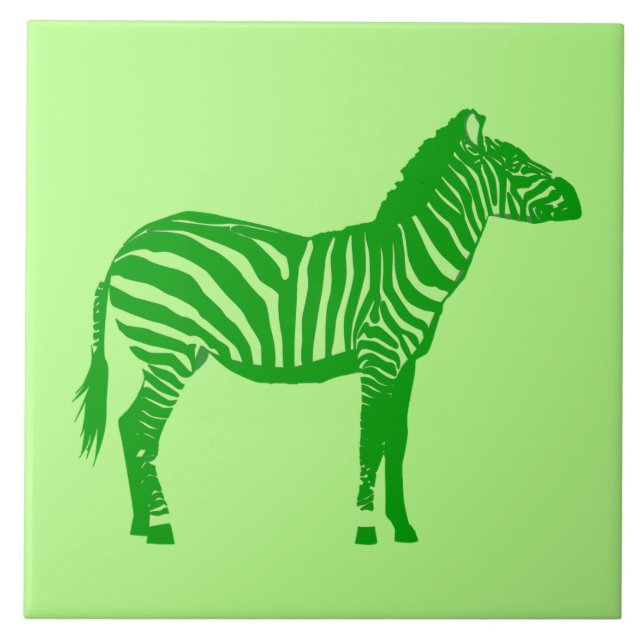 Azulejo De Cerámica Cebra - Tonos de verde animo (Frente)