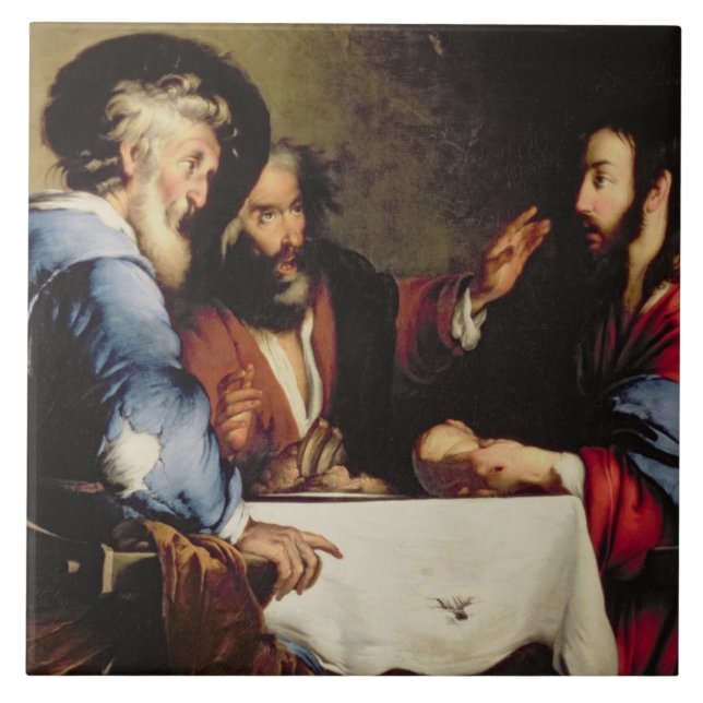 Azulejo De Cerámica Cena en Emmaus (Frente)