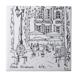 Azulejo De Cerámica Cenar en una plaza   Aix en Provenza, Francia