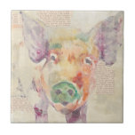 Azulejo De Cerámica Cerdo de color de cultivo acuático<br><div class="desc">Artista de cerdo de granja colectiva: Jennifer Goldberger</div>