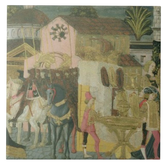 Azulejo De Cerámica Ceremonia de matrimonio pintada en el panel de cas (Frente)