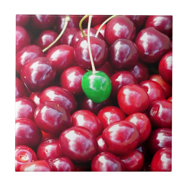 Azulejo De Cerámica cerezas locas del chapoteo (Frente)