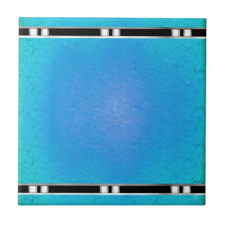 Azulejo De Cerámica Chai Tea Companion en turquesa, negro y plateado